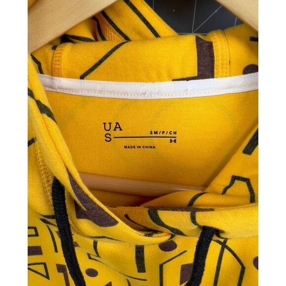 Under Armour Yellow Geometric Circuit?? Pattern Hoodie SZ. Small vg++ - Picture 6 of 9